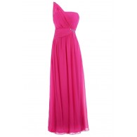 One Shoulder Embellished Maxi Dress in Hot Pink